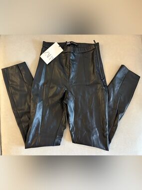 Zara Black Faux Leather Pants